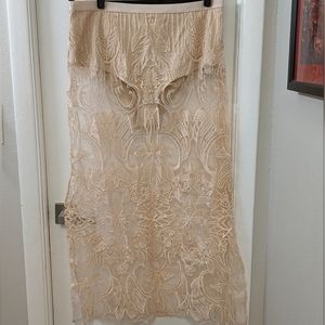 Anthropologie cream lace skirt xl NWT